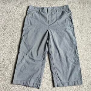 Chicos blue and white pinstripe capris